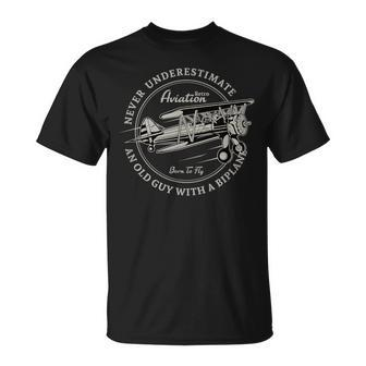 Never Underestimate An Old Guy With A Biplane T-Shirt - Thegiftio UK