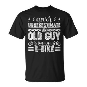 Never Underestimate An Old Guy On An E-Bike T-Shirt - Seseable