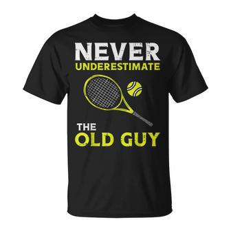 Never Underestimate The Old Guy Tennis Player Coach Men T-Shirt | Mazezy