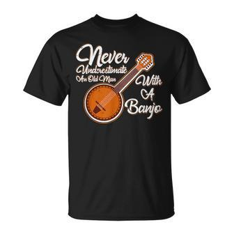 Never Underestimate An Old Man With A Banjo Musician T-Shirt - Monsterry