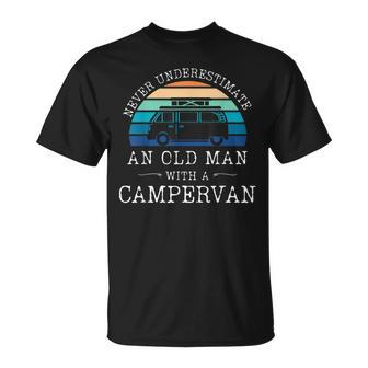 Never Underestimate And Old Man With A Campervan T-Shirt - Seseable
