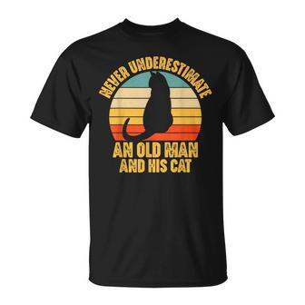 Never Underestimate An Old Man And His Cat Lover T-Shirt | Mazezy