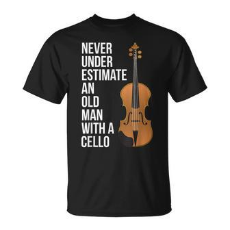 Never Underestimate An Old Man With A Cello For Men T-Shirt - Seseable