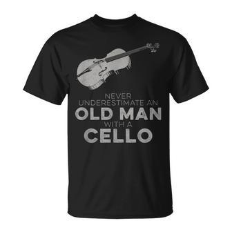 Never Underestimate An Old Man With A Cello Vintage Novelty T-Shirt | Mazezy