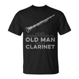 Never Underestimate An Old Man With A Clarinet Humor T-Shirt | Mazezy