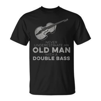 Never Underestimate An Old Man With A Double Bass Novelty T-Shirt | Mazezy
