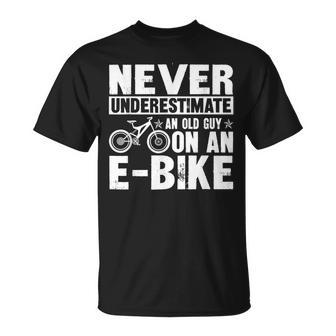 Never Underestimate An Old Man With An E-Bike T-Shirt - Monsterry