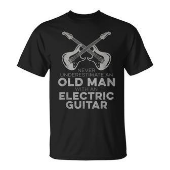 Never Underestimate An Old Man With An Electric Guitar Humor T-Shirt | Mazezy