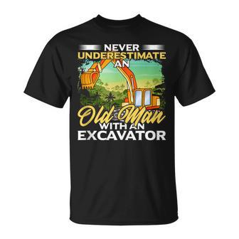 Never Underestimate An Old Man With An Excavator Driver T-Shirt - Monsterry