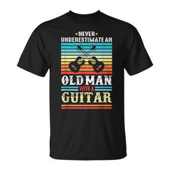 Never Underestimate An Old Man With A Guitar Acoustic Guitar T-Shirt - Seseable