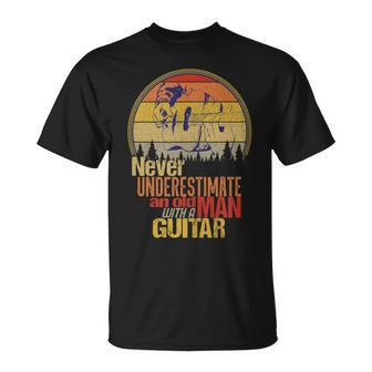 Never Underestimate An Old Man With A Guitar Vintage Classic T-Shirt - Thegiftio UK