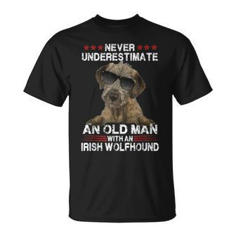 Never Underestimate An Old Man With An Irish Wolfhound T-Shirt | Mazezy
