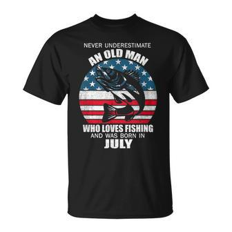 Never Underestimate An Old Man Who Loves Fishing Born In Jul T-Shirt | Mazezy