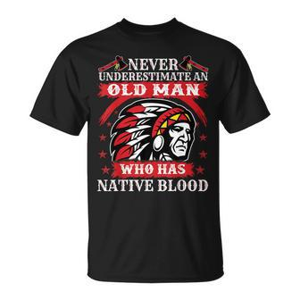 Never Underestimate Old Man Who Is Native American T-Shirt | Mazezy