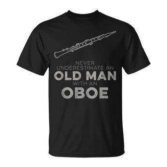 Never Underestimate An Old Man With An Oboe Vintage Novelty T-Shirt - Seseable