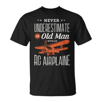 Never Underestimate An Old Man With An Rc Airplane Rc Planes T-Shirt | Mazezy