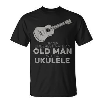 Never Underestimate An Old Man With A Ukulele Humor T-Shirt - Seseable