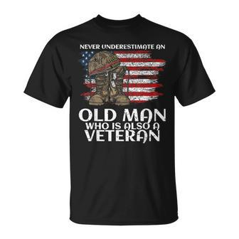 Never Underestimate An Old Man Who Is Also A Veteran Us T-Shirt - Seseable