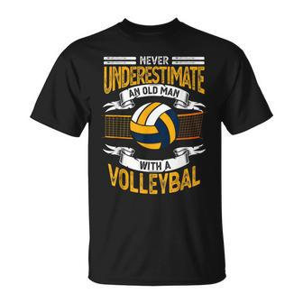Never Underestimate An Old Man With A Volleyball T-Shirt | Mazezy