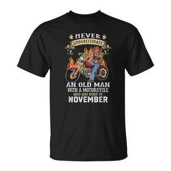 Never Underestimate An Old November Man With A Motorcycle T-Shirt - Thegiftio UK