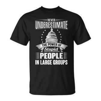 Never Underestimate The Power Of Stupid Political T-Shirt - Seseable