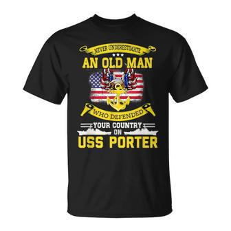 Never Underestimate Uss Porter Ddg-78 Destroyer T-Shirt - Thegiftio UK