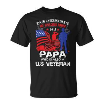Never Underestimate A Veteran Grandpa Papa T-Shirt - Seseable