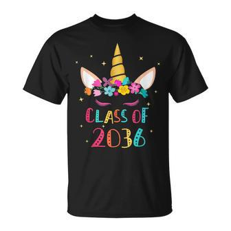 Unicorn Class Of 2036 Kindergarten Grow With Me Graduation Unisex T-Shirt - Monsterry CA