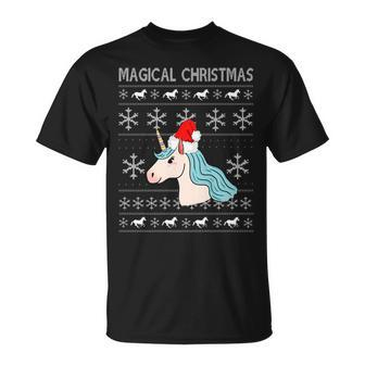 Unicorn Ugly Christmas Sweater Magical Holiday Illustration T-Shirt - Monsterry UK