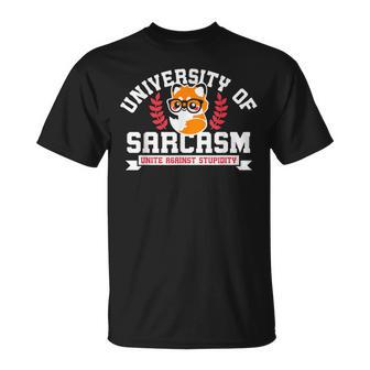 University Of Sarcasm Unite Against Stupidity Funny Fox Unisex T-Shirt | Mazezy