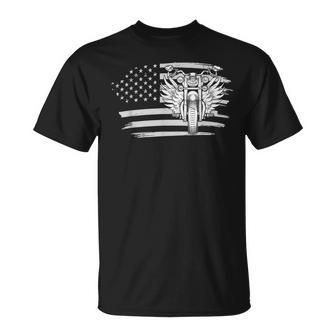 Us Flag Motorcycle Riding Bike American Pride Gift Biker Unisex T-Shirt | Mazezy
