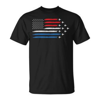 Usa American Flag 4Th Of July Celebration Fighter Jets Air Unisex T-Shirt - Monsterry UK