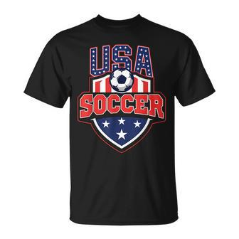 Usa Soccer - American Flag Football Player Unisex T-Shirt - Seseable