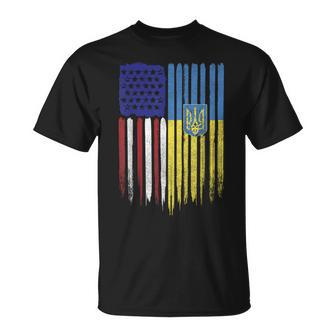 Usa Ukraine Ukrainian Flag Trident Roots T-Shirt | Mazezy UK