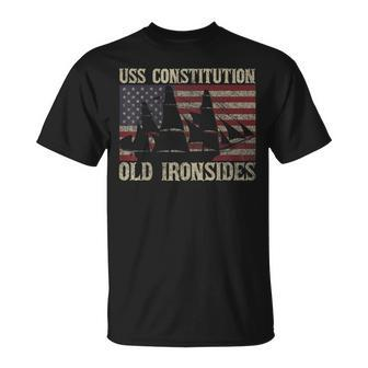Uss Constitution Old Ironsides Frigate Usa American Gift Unisex T-Shirt | Mazezy