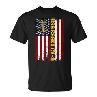 Uss Essex Cv-9 Aircraft Carrier American Flag T-Shirt | Mazezy