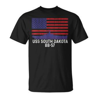 Uss South Dakota Bb57 Battleship Vintage American Flag Unisex T-Shirt | Mazezy
