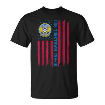 Uss Yorktown Cvs10 Usa Flag Aircraft Carrier Veteran Xmas Unisex T-Shirt | Mazezy
