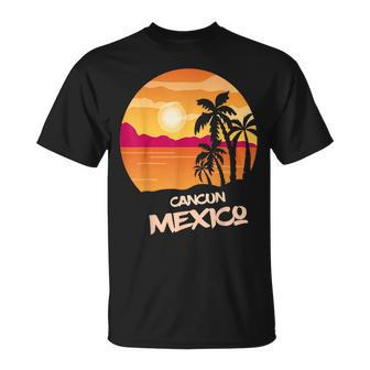 Vacation Cancun Mexico Palm Tree Surfing Beach Ocean Unisex T-Shirt | Mazezy