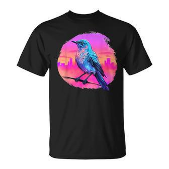 Vaporwave Aesthetic Northern Mockingbird T-Shirt | Mazezy