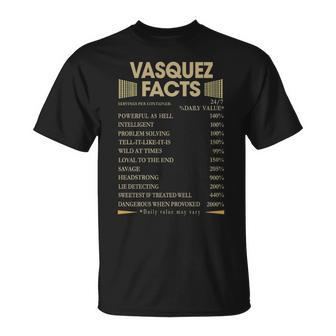 Vasquez Name Gift Vasquez Facts V2 Unisex T-Shirt - Seseable