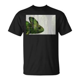 Veiled Chameleon Calm Forest Double Exposure T-Shirt | Mazezy