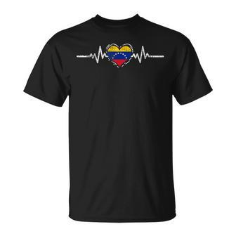 Venezuela Flag Heartbeat Venezuelan Roots Vintage T-Shirt - Seseable