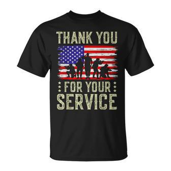 Veteran Thank You For Your Service Us Flag Veterans Day T-Shirt - Monsterry