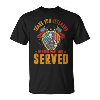 Veteran Vets Thank You Veterans Honoring Those Who Served Patriotic Flag Veterans Unisex T-Shirt - Monsterry UK