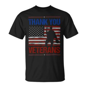 Veteran Vets Thank You Veterans Service Patriot Veteran Day American Flag 3 Veterans Unisex T-Shirt - Monsterry