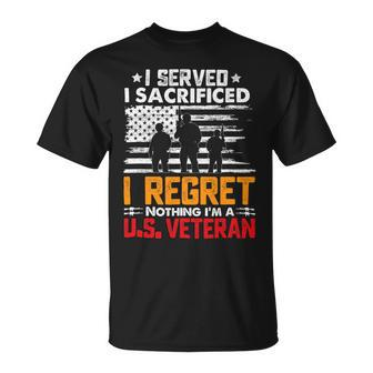 Veteran Vets Us Army Veteran Gifts American Flag I Regret Nothing Gift Veterans Unisex T-Shirt - Monsterry