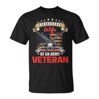 Veteran Vets Womens Veterans Day Proud Wife Of An Army Veteran Spouse Veterans Unisex T-Shirt - Monsterry DE