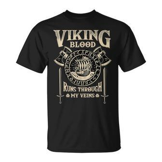 Viking Blood Runs Through My Veins Norse Mythology T-Shirt - Seseable