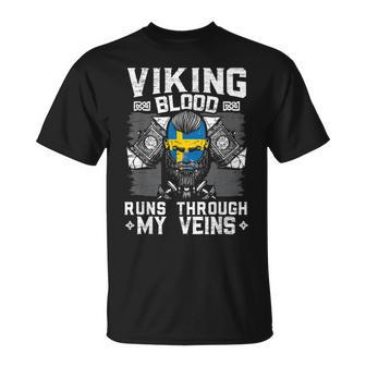 Viking Blood Runs Through My Veins Norse Mythology Vikings T-Shirt - Seseable